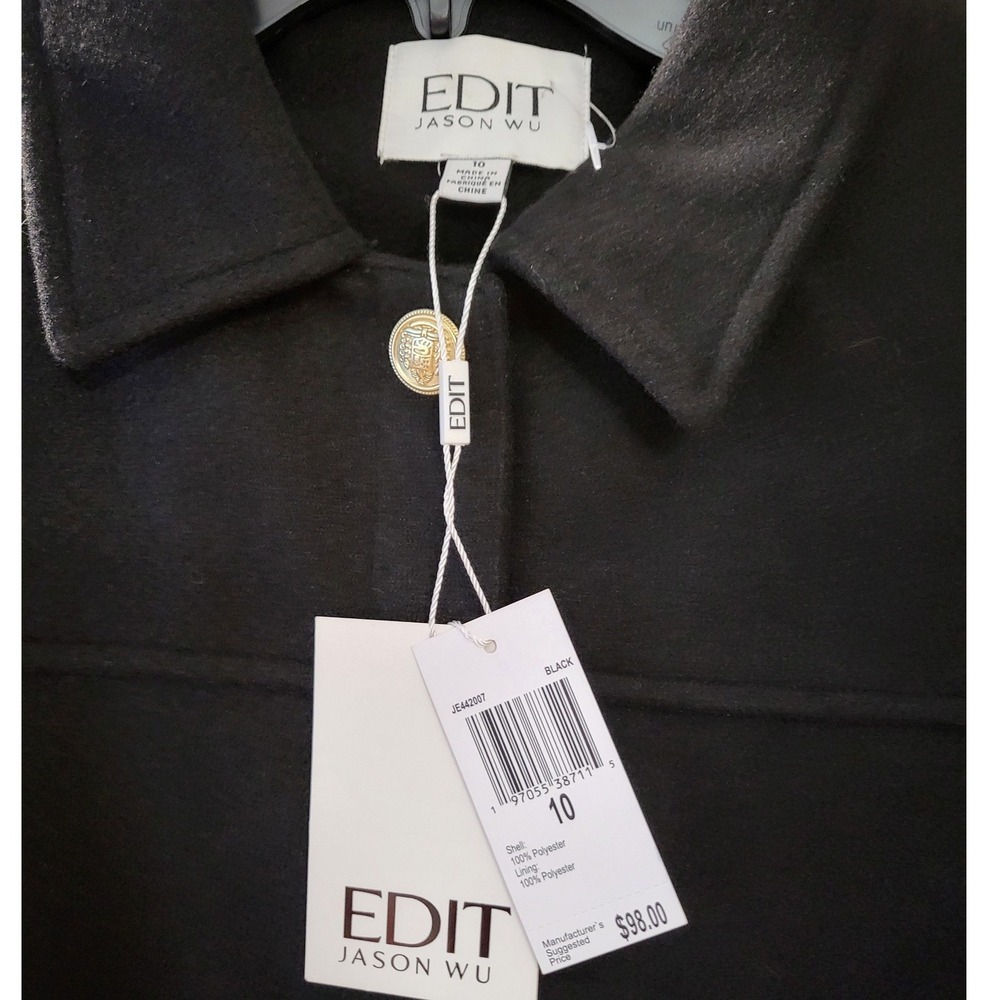 EDIT Jason Wu Womens Black Cropped Military Jacket Gold Buttons JE442007 Size 10 - Picture 4 of 7